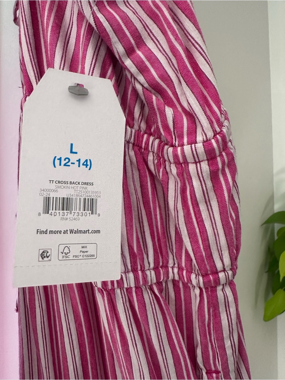 Time and Tru Pink & White Striped Tiered Midi Dress - Picture 5 of 5